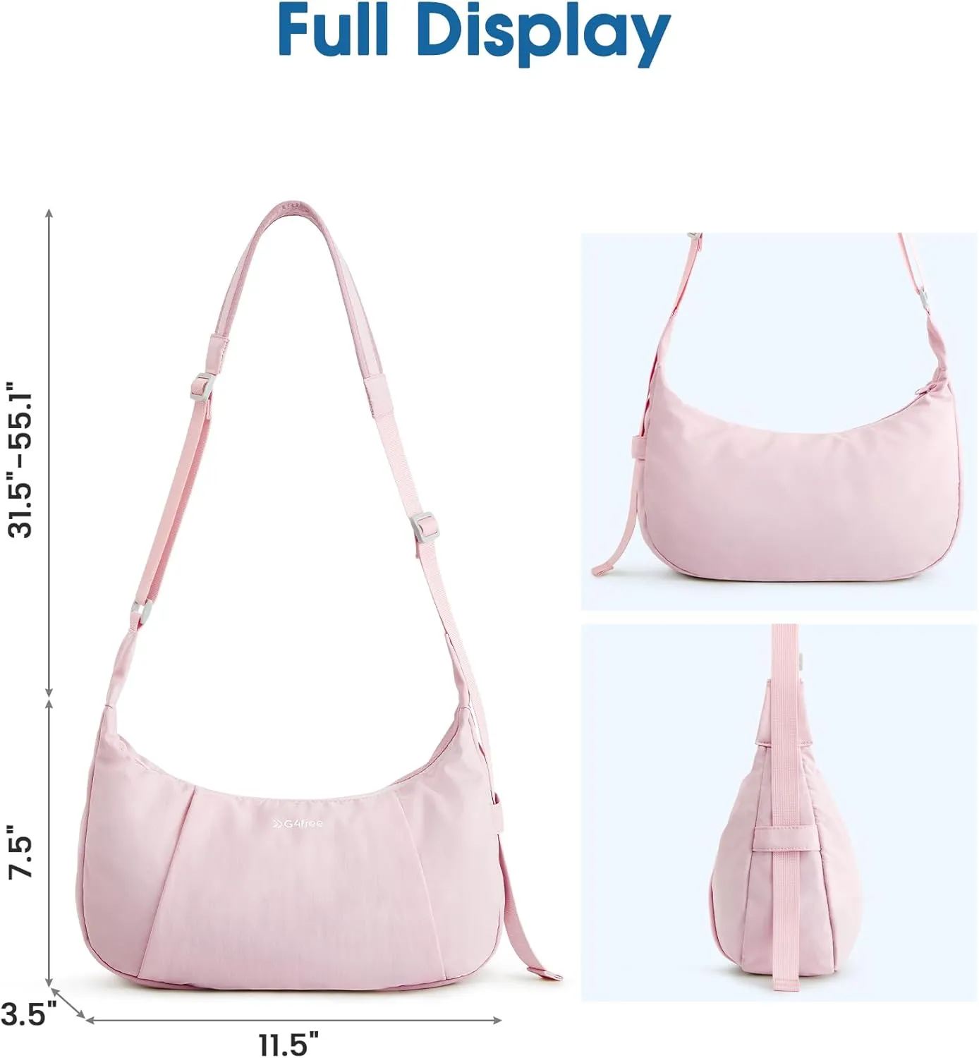 G4Free Crossbody Bag for Women, Casual Hobo Bag Lightweight Shoulder Handbag Fashionable Nylon Crescent Purse