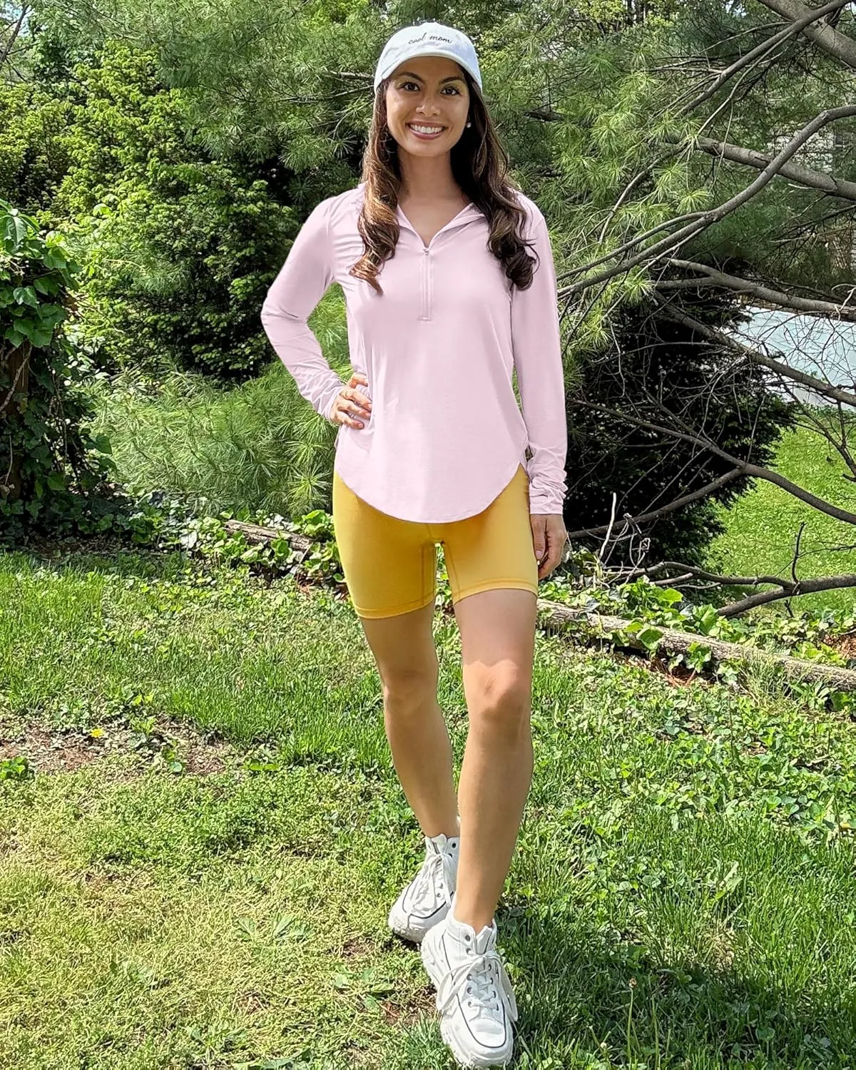 G4Free Lightbreeze Womens UPF 50  Sun Shirts with Hoodie Long Sleeve Workout Tops Half Zip Rash Guard Hiking Fishing