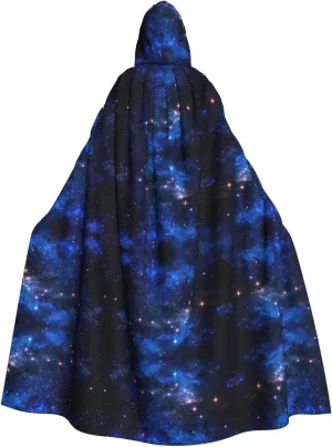 Galaxy Night print Hooded cape for adults, Oversized Hooded Cloak with Bow Tie, Adult party dress cape