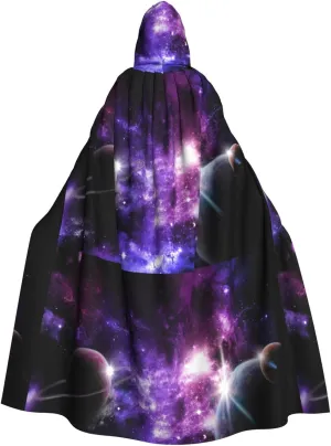 Galaxy Sky. print Hooded cape for adults, Oversized Hooded Cloak with Bow Tie, Adult party dress cape