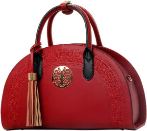GALPADA Vintage Shoulder Bag with Embroidery Tote Handbag Fashionable for Office Outdoor
