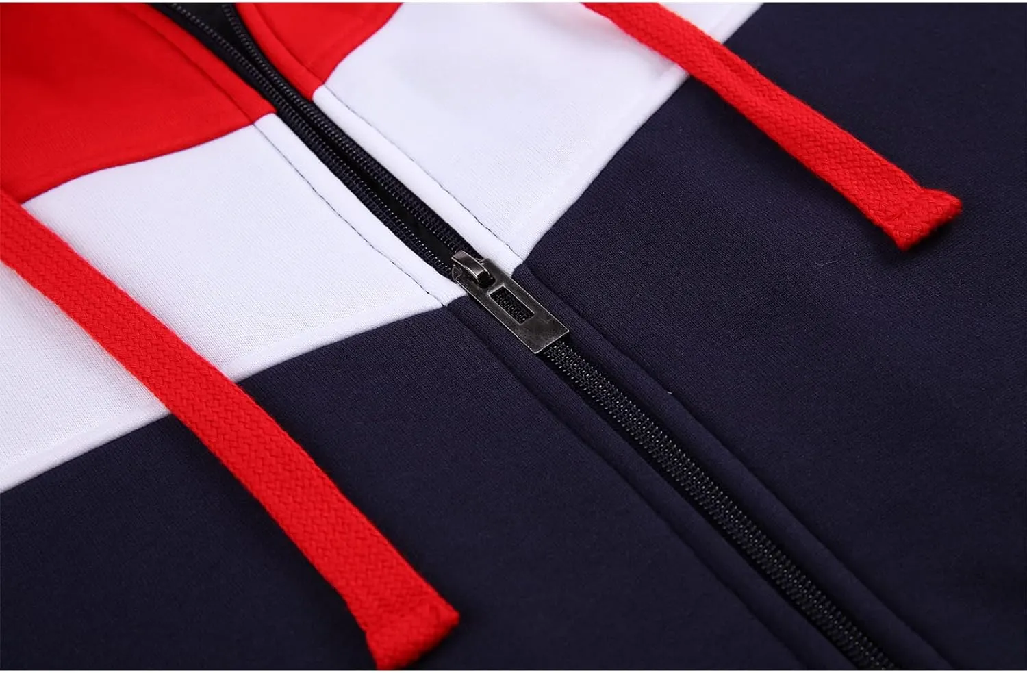 GEEK LIGHTING Mens Fleece Hoodies Zip Up Color Block Thick Winter Hooded Sweatshirt