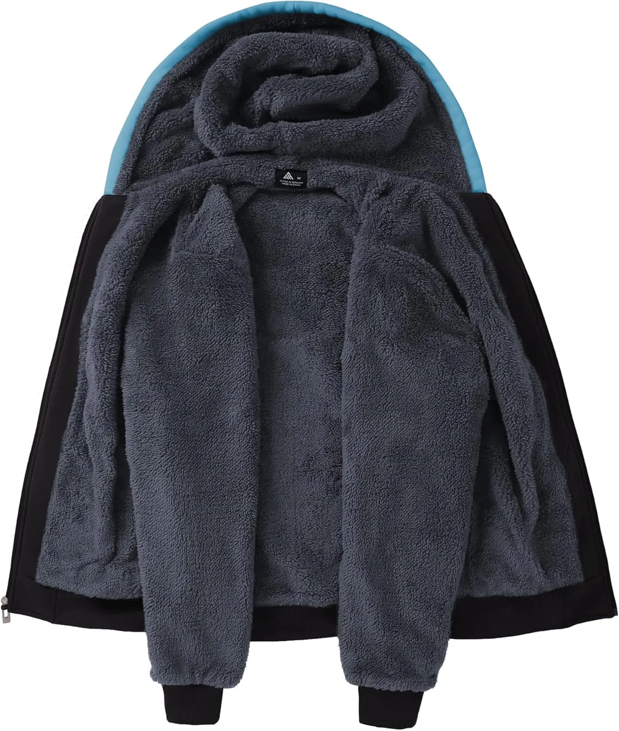 GEEK LIGHTING Mens Fleece Hoodies Zip Up Color Block Thick Winter Hooded Sweatshirt