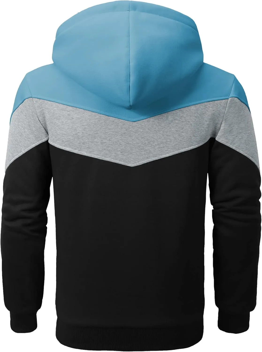GEEK LIGHTING Mens Fleece Hoodies Zip Up Color Block Thick Winter Hooded Sweatshirt