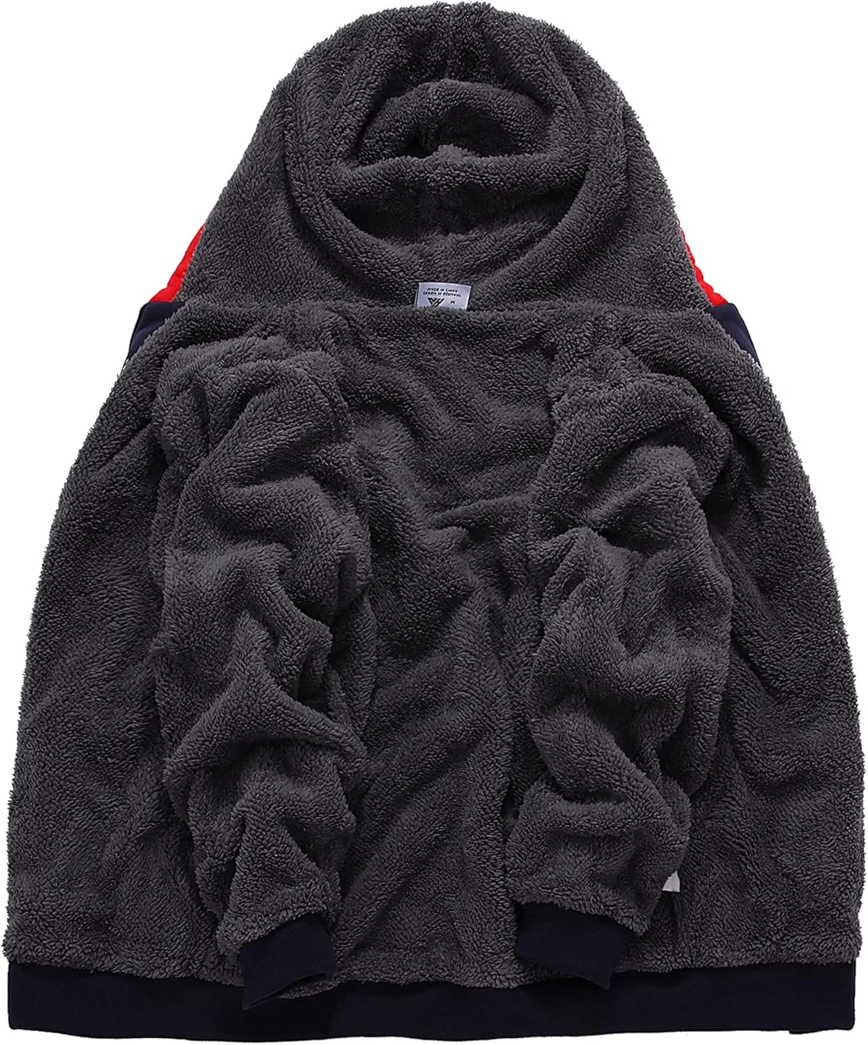 GEEK LIGHTING Mens Fleece Hoodies Zip Up Color Block Thick Winter Hooded Sweatshirt