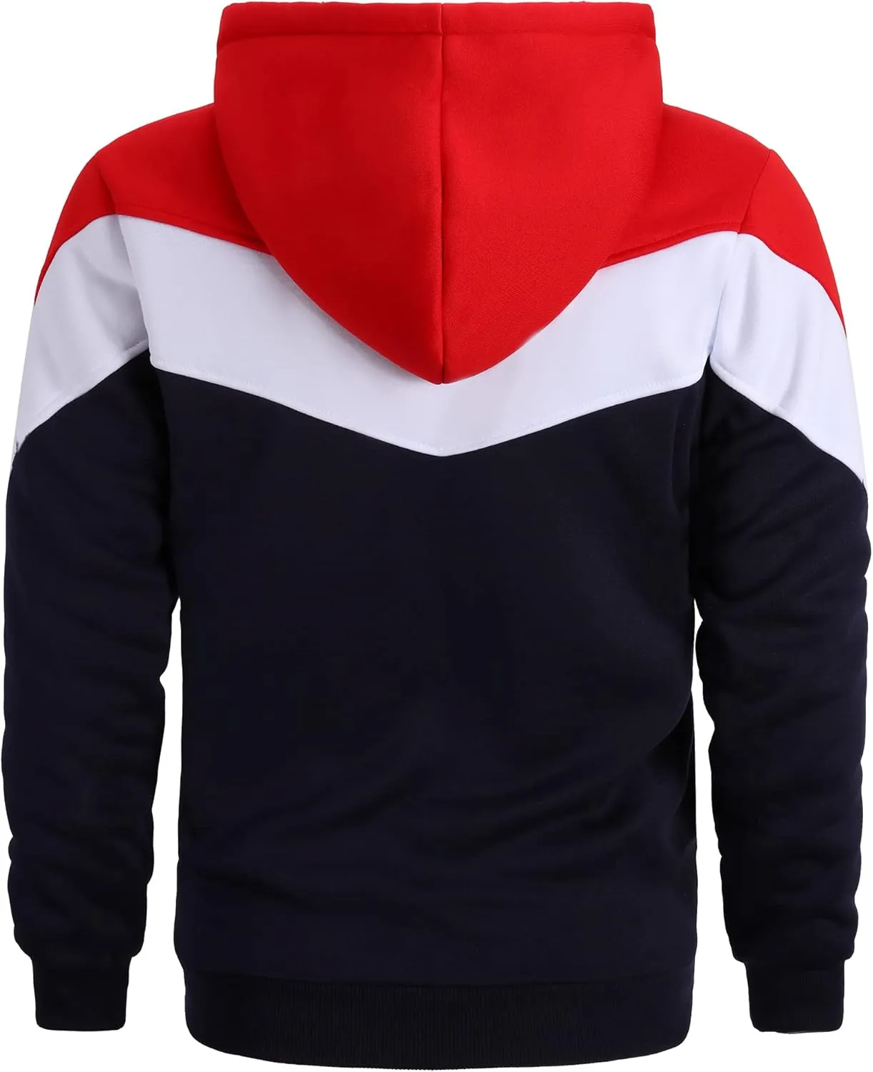 GEEK LIGHTING Mens Fleece Hoodies Zip Up Color Block Thick Winter Hooded Sweatshirt