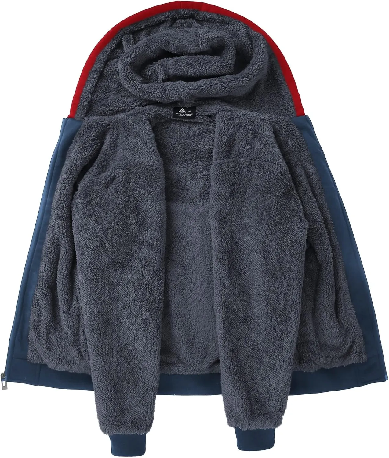 GEEK LIGHTING Mens Fleece Hoodies Zip Up Color Block Thick Winter Hooded Sweatshirt