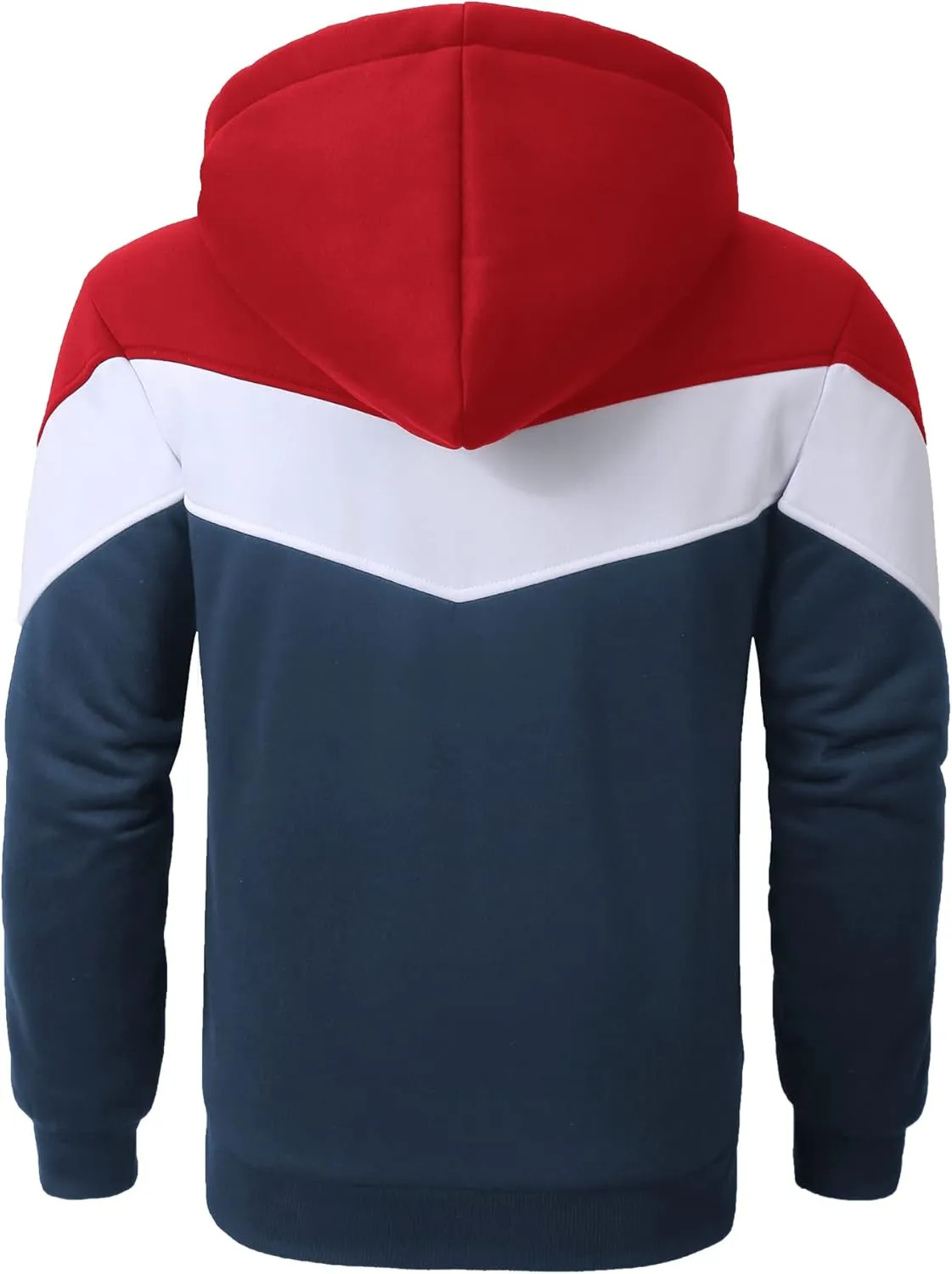 GEEK LIGHTING Mens Fleece Hoodies Zip Up Color Block Thick Winter Hooded Sweatshirt