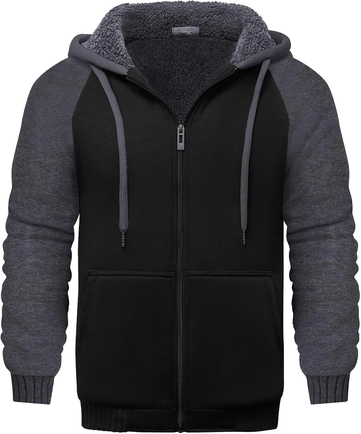 GEEK LIGHTING Mens Fleece-Lined Zip Up Hoodie, Thick Hooded Jacket Winter Warm Athletic Sweatshirt