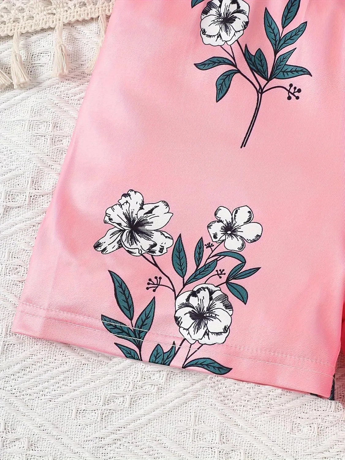 Girls 3 Pieces Floral Rompers Overall Elastic Waist Sleeveless Romper Jumpsuits 4-12Y