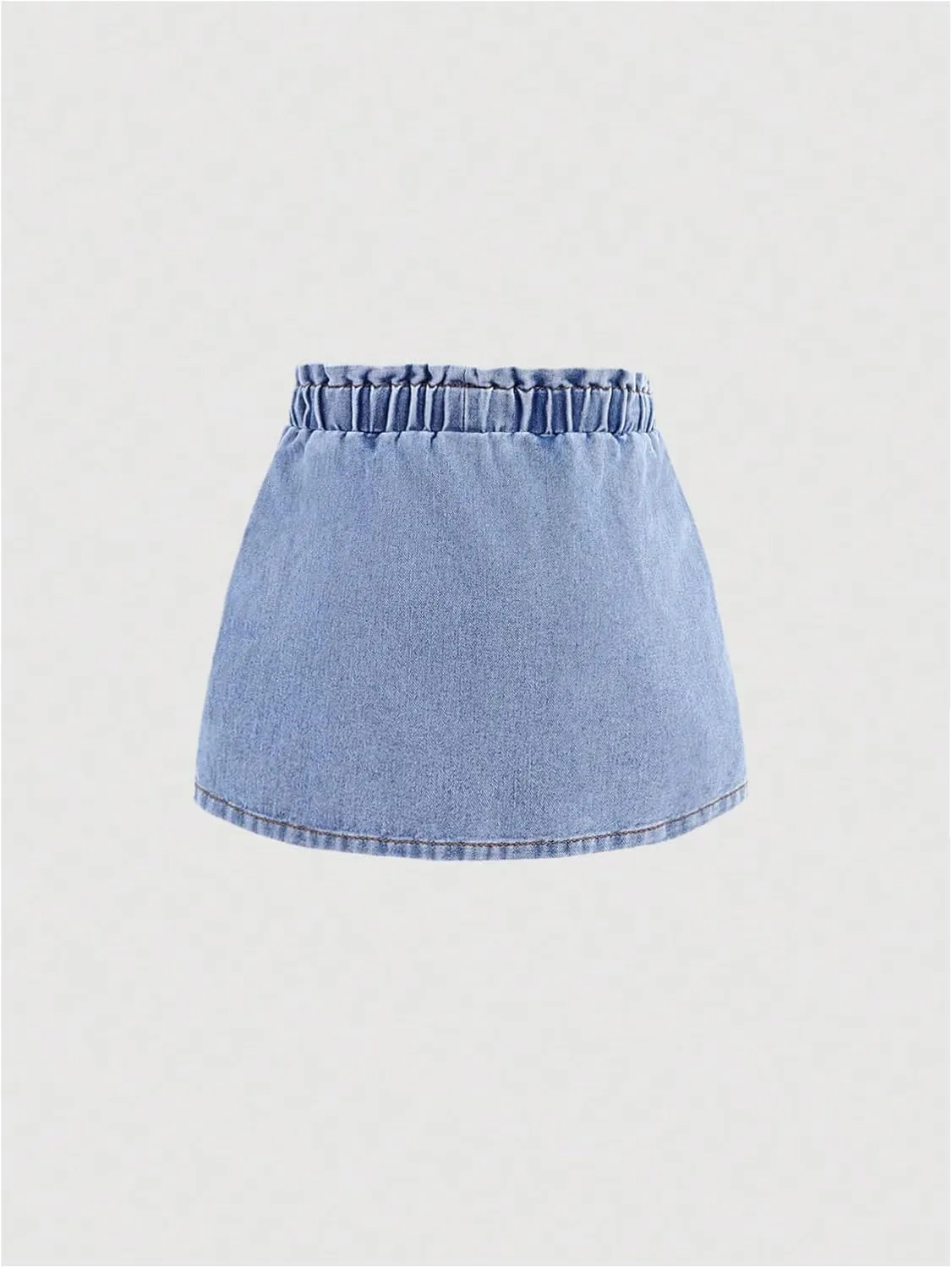 Girl's Cute Heart Print Denim Skirt Y2k Elastic High Waisted A Line Jean Skirts
