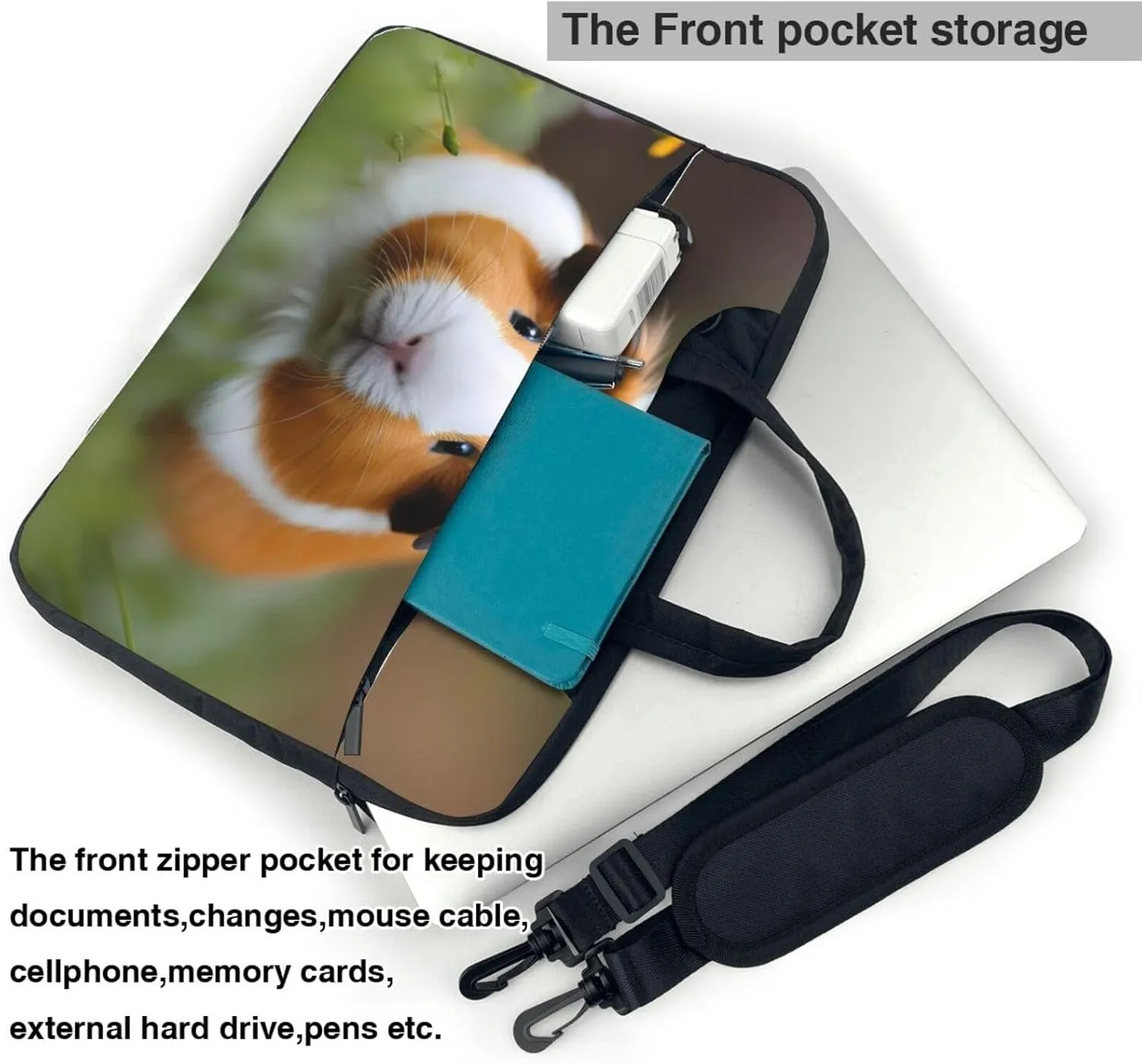Guinea Pigs pattern Fashionable and ultra-thin shoulder laptop bag Shockproof soft lining