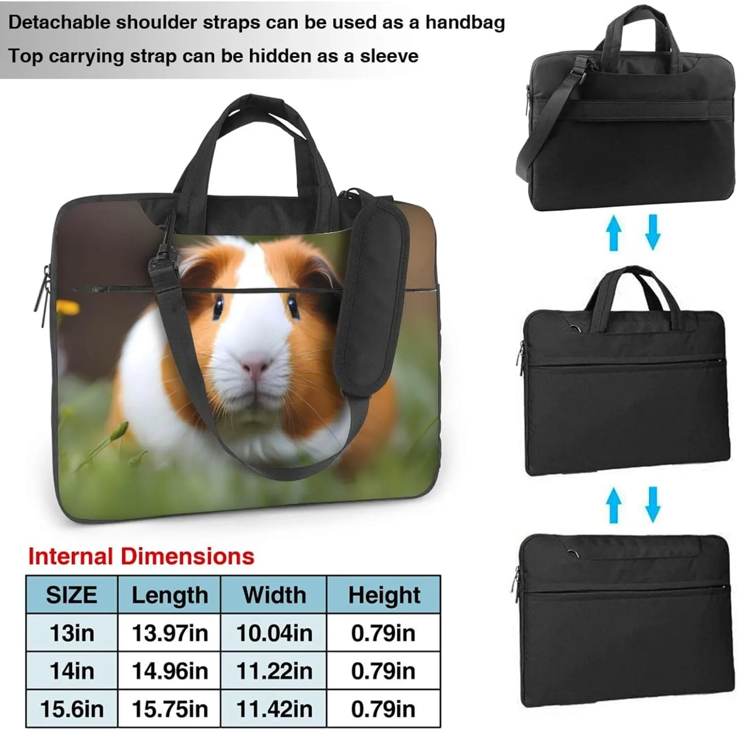 Guinea Pigs pattern Fashionable and ultra-thin shoulder laptop bag Shockproof soft lining