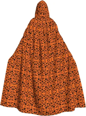 Halloween. print Hooded cape for adults, Oversized Hooded Cloak with Bow Tie, Adult party dress cape
