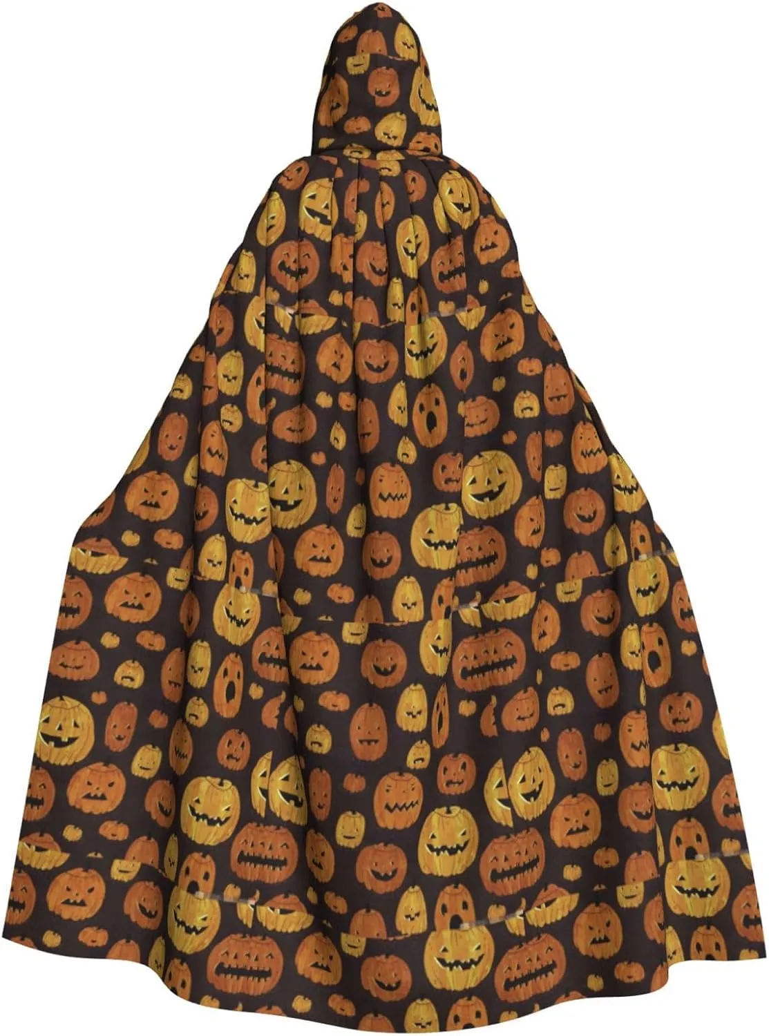 Halloween Pumpkin print Hooded cape for adults, Oversized Hooded Cloak with Bow Tie, Adult party dress cape