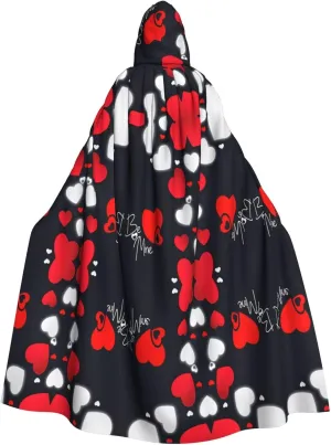 Happy Valentine's Day print Hooded cape for adults, Oversized Hooded Cloak with Bow Tie, Adult party dress cape