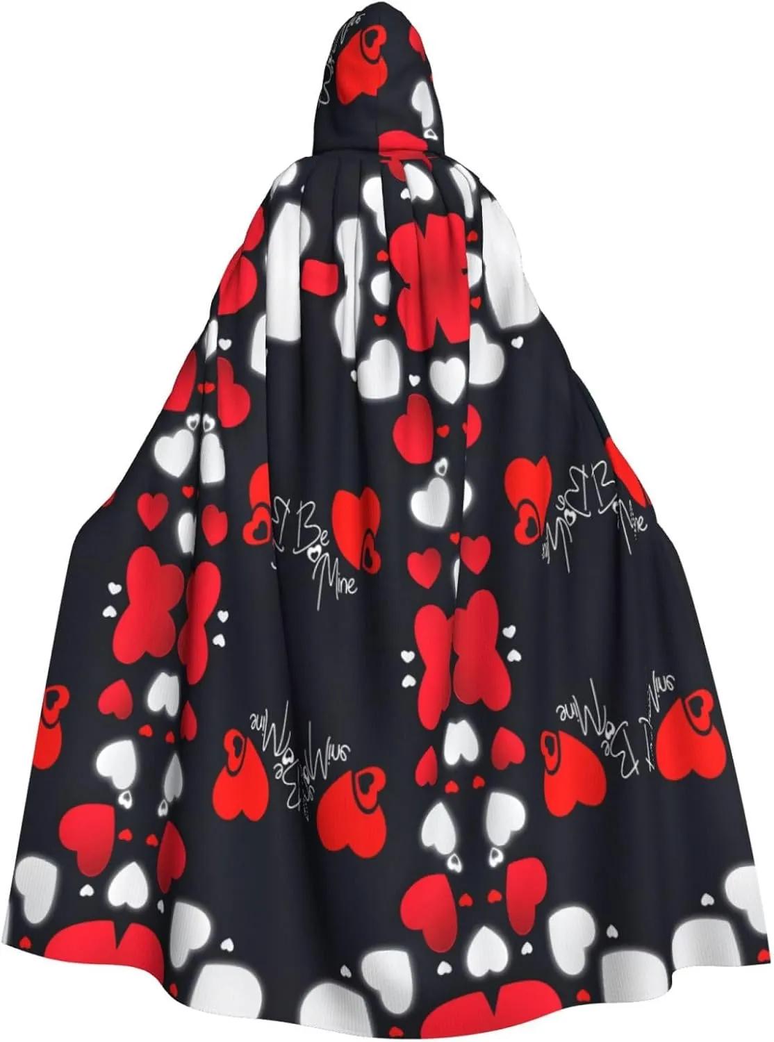 Happy Valentine's Day print Hooded cape for adults, Oversized Hooded Cloak with Bow Tie, Adult party dress cape