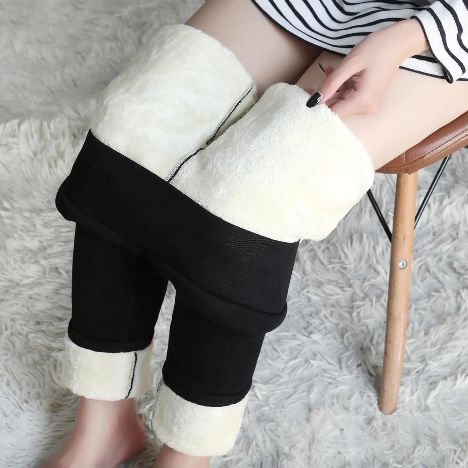Hixiaohe Women's Casual Sherpa Fleece Lined Warm Leggings Thicken Heavy Jogger Pants