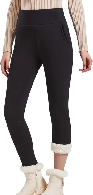 Hixiaohe Women's Casual Sherpa Fleece Lined Warm Leggings Thicken Heavy Jogger Pants