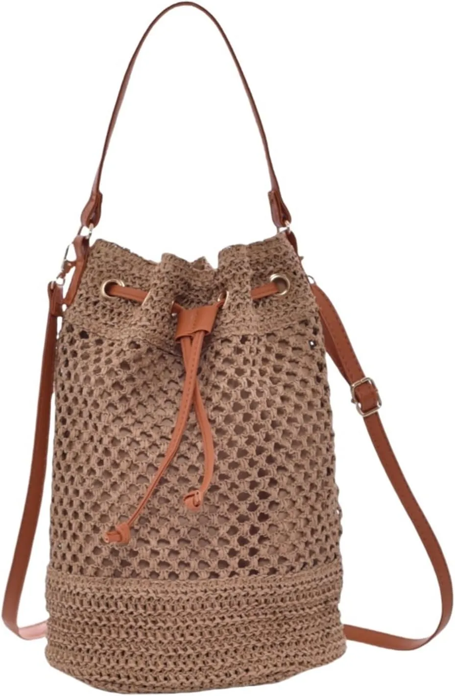 Hollow straw bucket bag, casual holiday beach bag, fashionable handbag shoulder bag, messenger bag