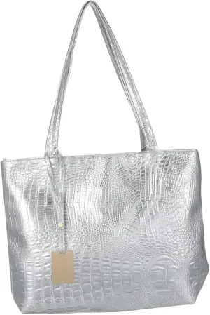 Homoyoyo Fashionable Women's Tote Bag Large Capacity Print Handbag Silver Bag for Travel and Shopping