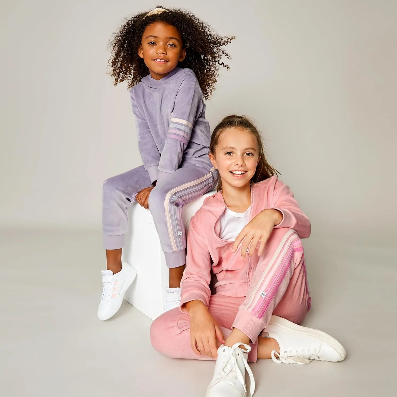 HonestBaby Velour Pullover Hoodie and Zip Front Sweatshirt and Jogger Sweatpants Set