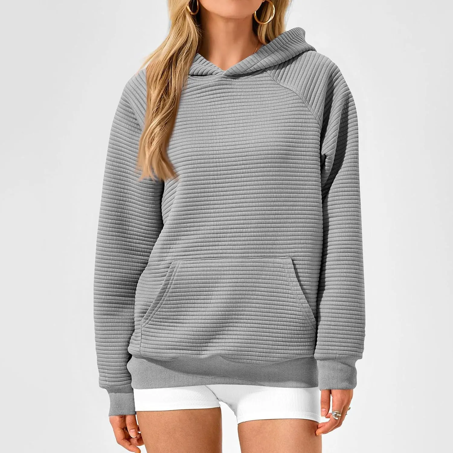 Hoodies for Women Casual Hooded Oversized Sweatshirts with Kangaroo Pocket Raglan Long Sleeve Loose Pullover Tops