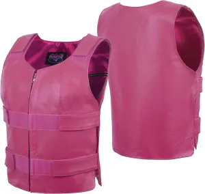 HOT PINK Women hot pink style leather Vest women biker club