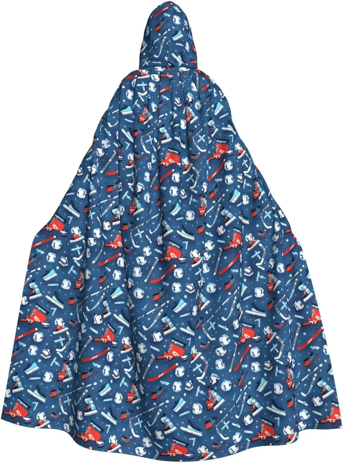 Ice Hockey print print Hooded cape for adults, Oversized Hooded Cloak with Bow Tie, Adult party dress cape