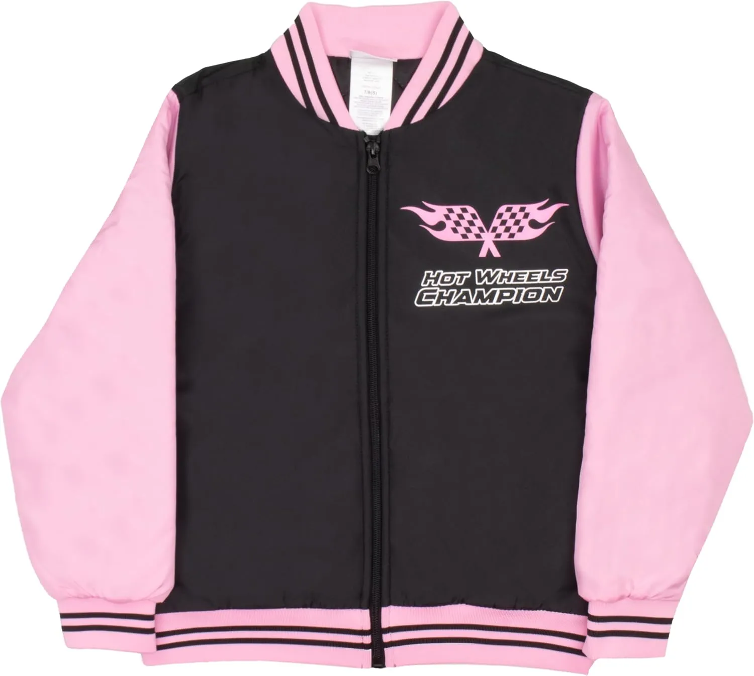 Isaac Morris Limited Hot Wheels Girls Bomber Jacket with Race Car Graphic Design Zip Up Varsity Jacket for Big Kids and Teens