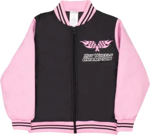 Isaac Morris Limited Hot Wheels Girls Bomber Jacket with Race Car Graphic Design Zip Up Varsity Jacket for Big Kids and Teens