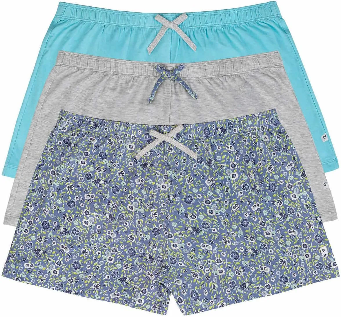 Jane & Bleecker Womens 3 Pack Sleep Short (Ditsy Blue, Medium)