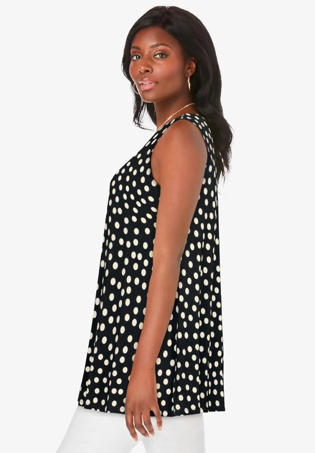 Jessica London Women's Plus Size Stretch Knit Sleeveless Swing Tunic