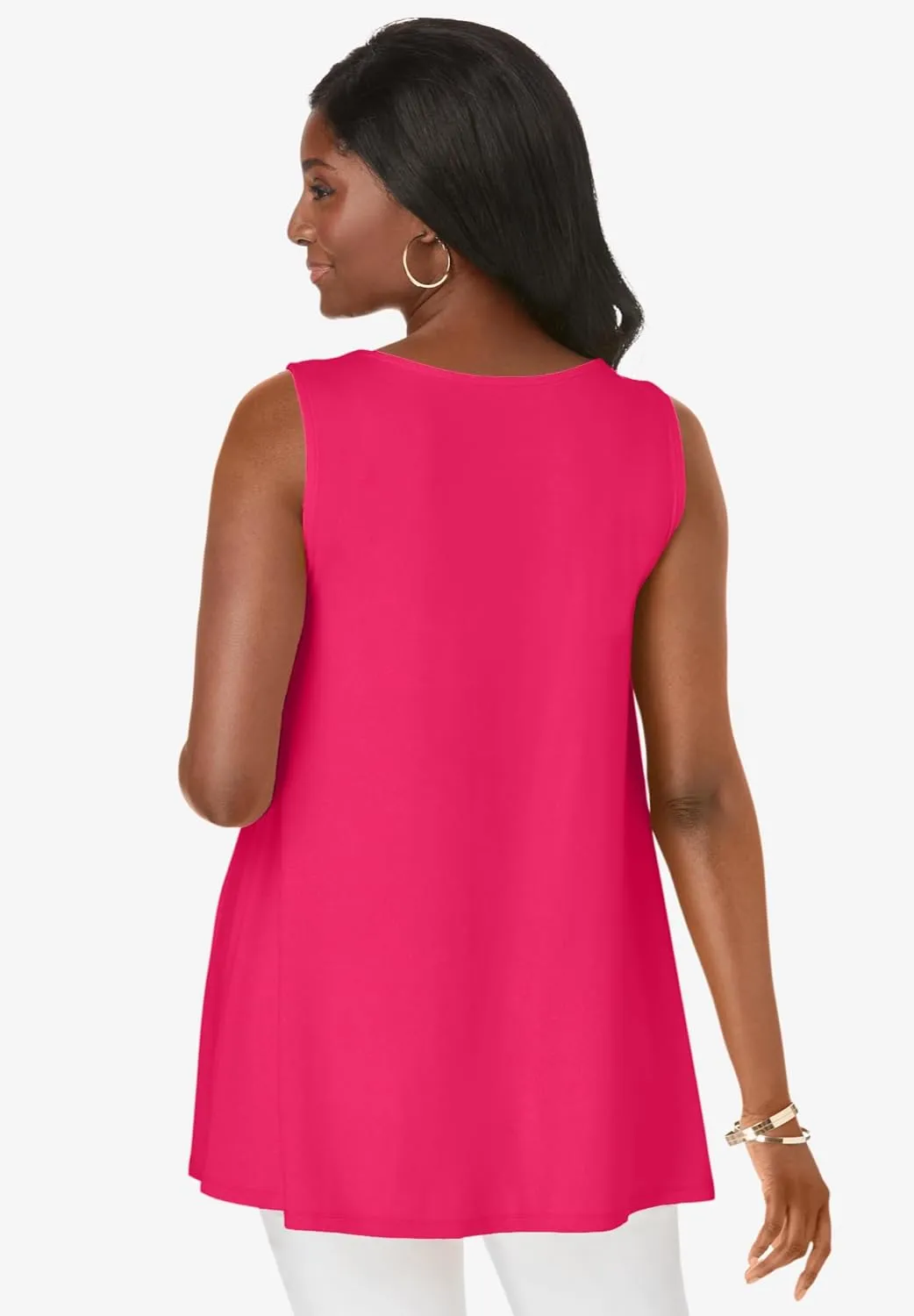 Jessica London Women's Plus Size Stretch Knit Sleeveless Swing Tunic