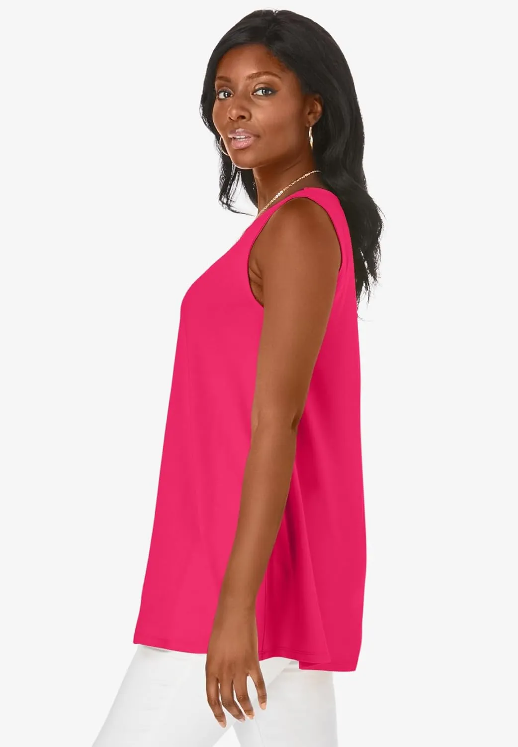 Jessica London Women's Plus Size Stretch Knit Sleeveless Swing Tunic