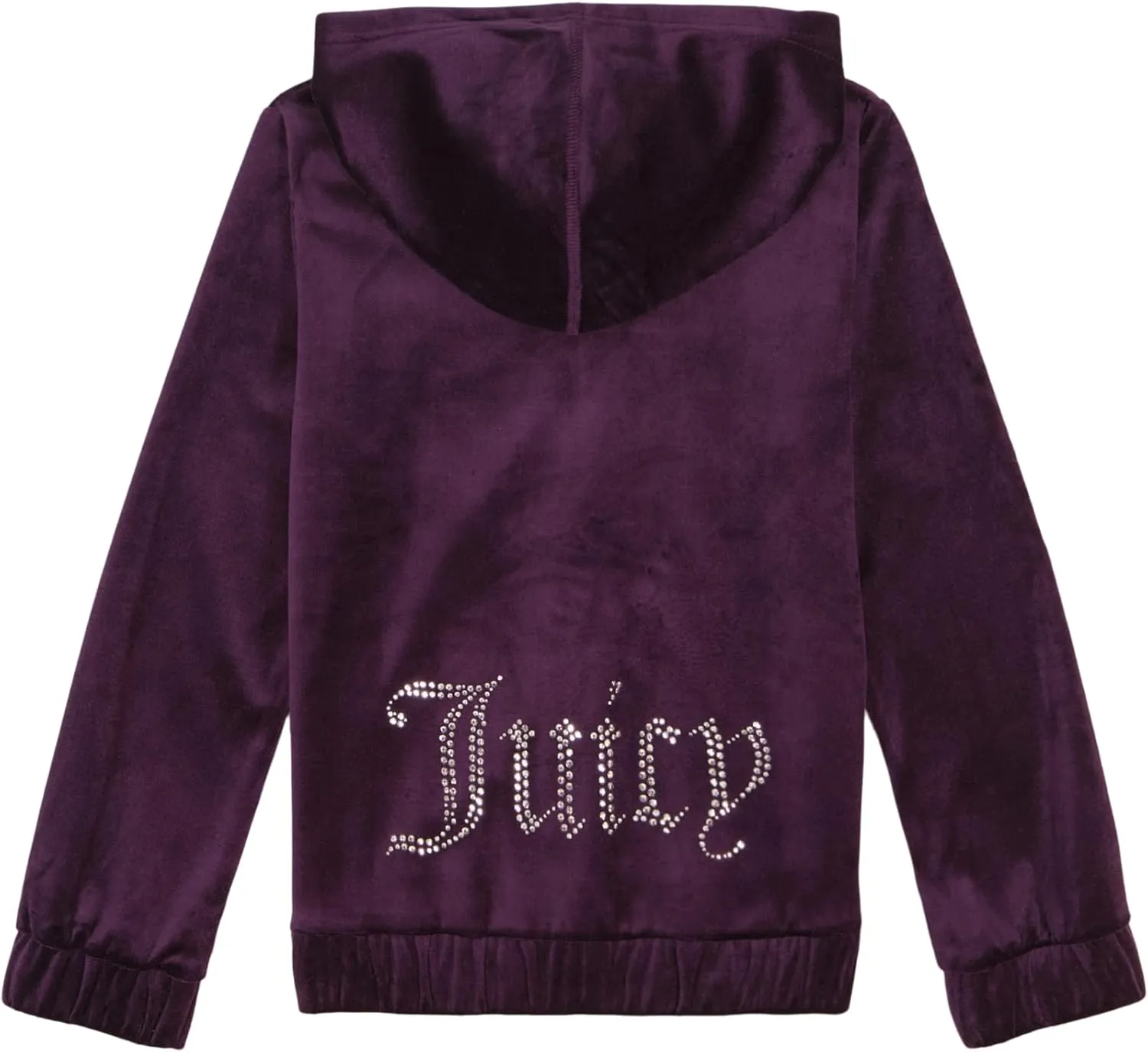 Juicy Couture Girls' Long Sleeve Plush Velour Full Zip Hoodie Sweatshirt with Front Pockets