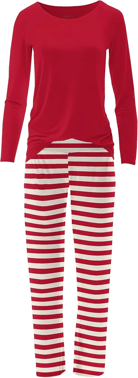 KICKEE Womens Holiday Prints Loosey Goosey Pajama Set, Long Sleeve Loungewear for Women, Super Soft Sleepwear