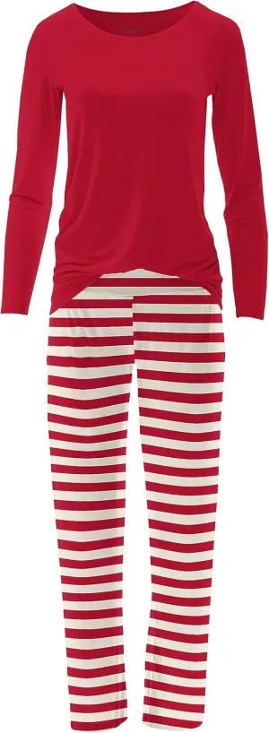 KICKEE Womens Holiday Prints Loosey Goosey Pajama Set, Long Sleeve Loungewear for Women, Super Soft Sleepwear