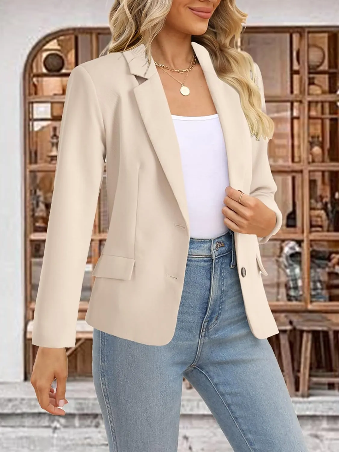 KIFOVEN Womens Casual Blazer Open Front Long Sleeve Lapel Collar Work Office Jacket Suit