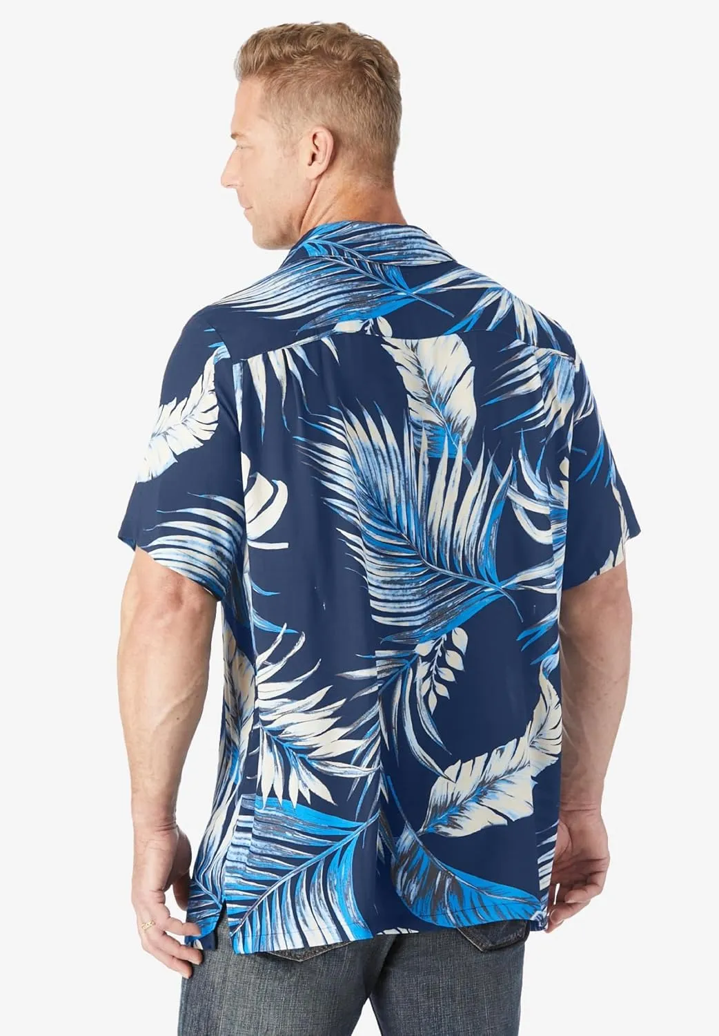 KS Island Men's Big & Tall Tropical Rayon Short-Sleeve Shirt