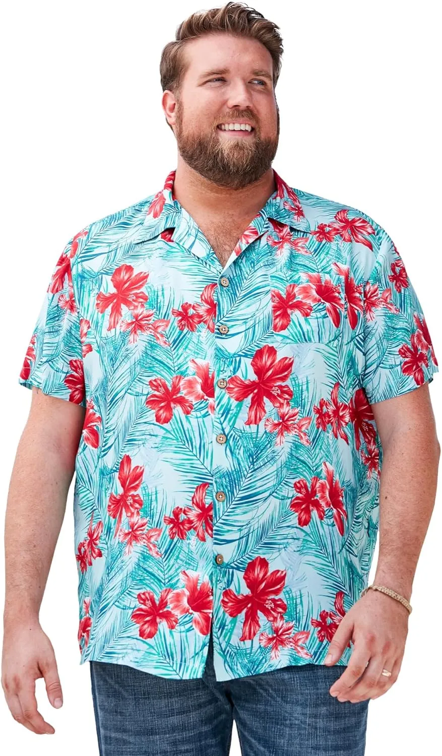 KS Island Men's Big & Tall Tropical Rayon Short-Sleeve Shirt