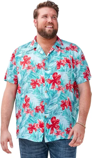 KS Island Men's Big & Tall Tropical Rayon Short-Sleeve Shirt