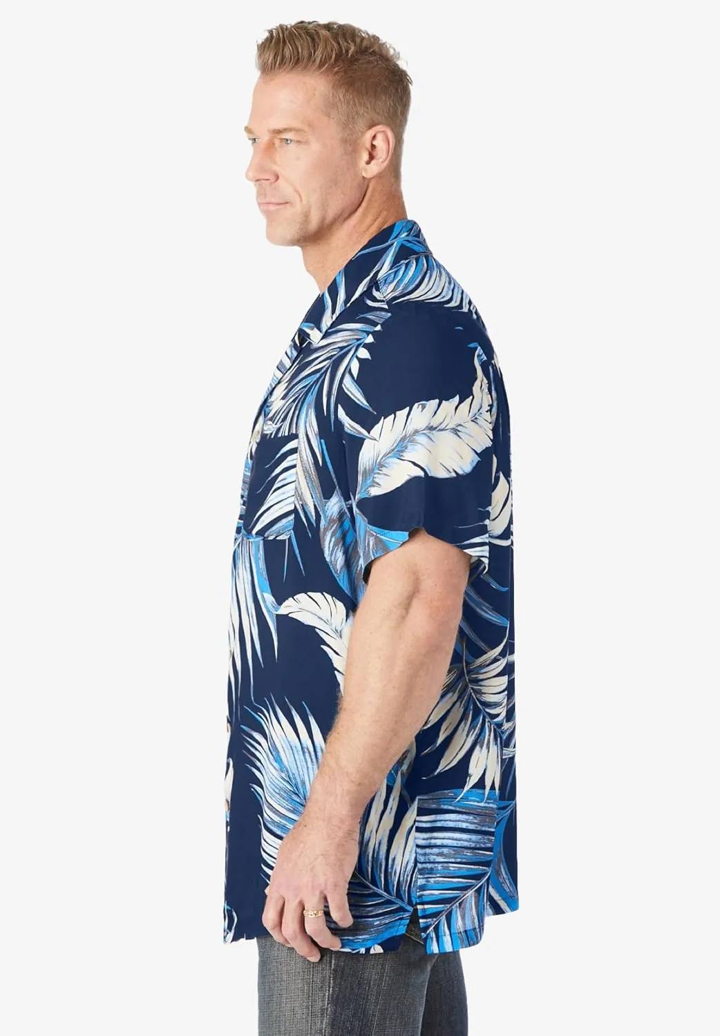 KS Island Men's Big & Tall Tropical Rayon Short-Sleeve Shirt