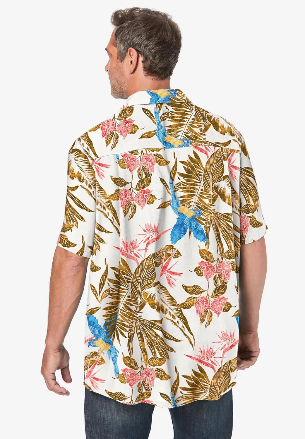 KS Island Men's Big & Tall Tropical Rayon Short-Sleeve Shirt
