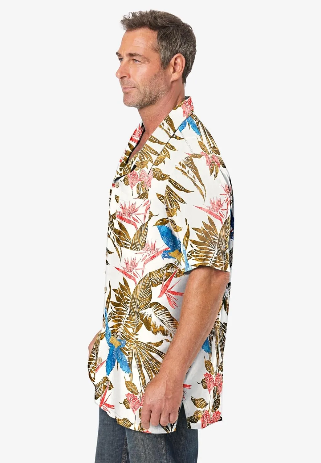 KS Island Men's Big & Tall Tropical Rayon Short-Sleeve Shirt