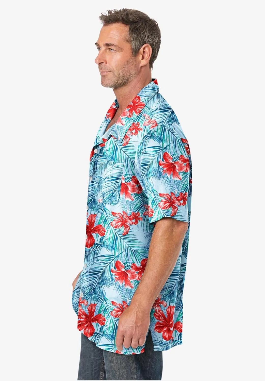 KS Island Men's Big & Tall Tropical Rayon Short-Sleeve Shirt
