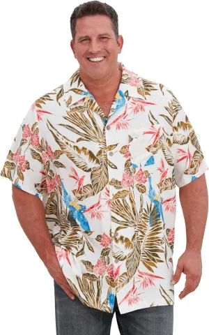 KS Island Men's Big & Tall Tropical Rayon Short-Sleeve Shirt