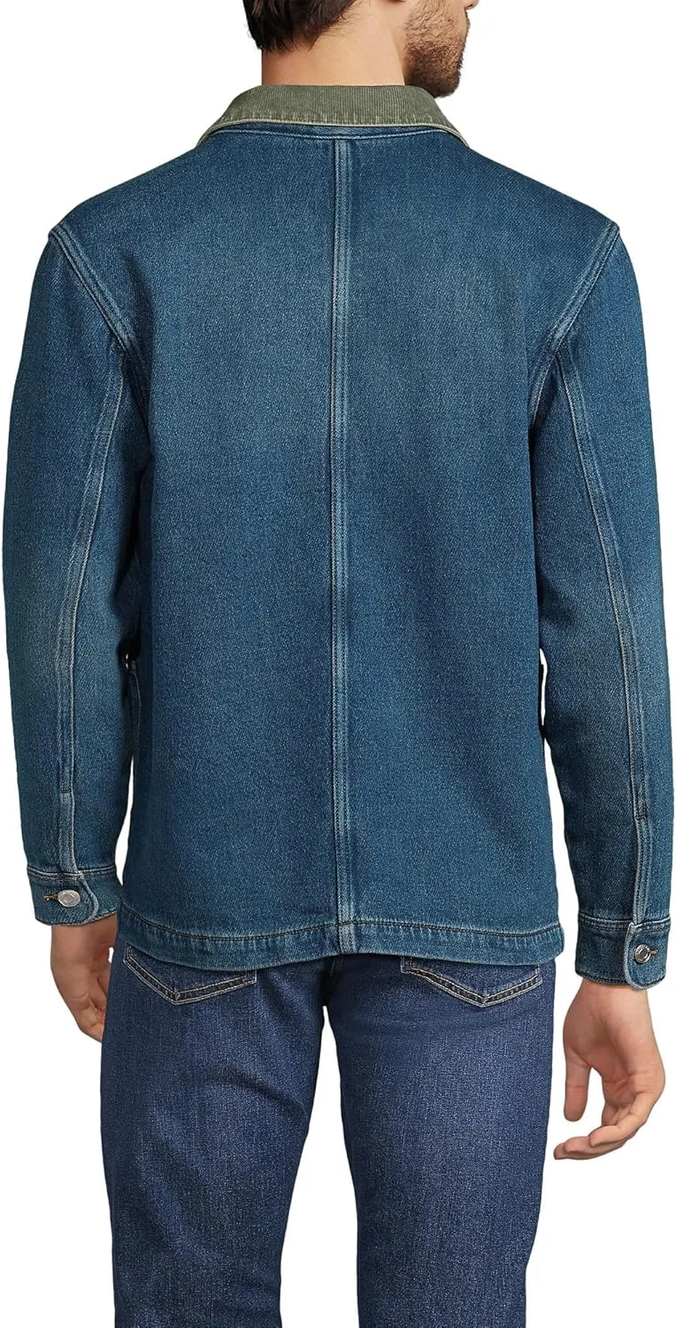 Lands' End Men's Blanket Lined Denim Jacket With Corduroy Collar