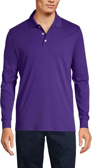 Lands' End School Uniform Men's Long Sleeve Interlock Polo Shirt
