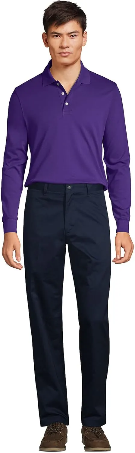 Lands' End School Uniform Men's Long Sleeve Interlock Polo Shirt